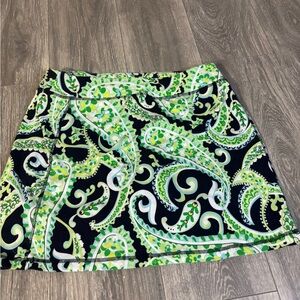 Talbots Green and Black Paisley Mini Skirt